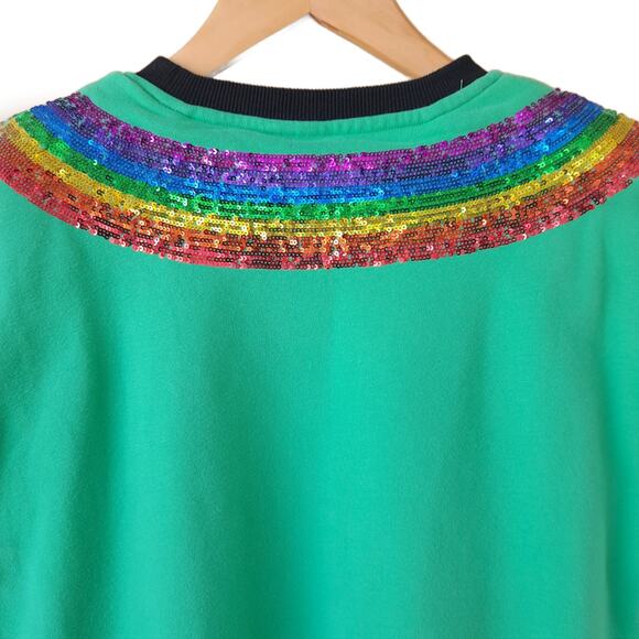QUEEN OF SPARKLES Pot of Gold Rainbow Sequin Ultra Mini Dress  XS Green - Picture 11 of 13